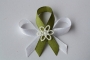 2-svatební vývazek bílo-olivově zelený s krémovou kytičkou