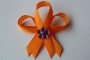 214-svatební vývazek oranžovo-oranžový s fialovou korálkovou kytičkou