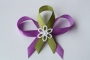 253-svatební vývazek fialovo-olivově zelený s bílou kytičkou