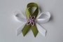 4-svatební vývazek bílo-olivově zelený s fialovou kytičkou