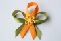 415-svatební vývazek olivově zeleno-oranžový se žlutou kytičkou