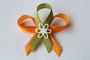 464-svatební vývazek oranžovo-olivově zelený s krémovou kytičkou