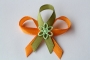466-svatební vývazek oranžovo-olivově zelný se světle zelenou kytičkou