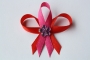 502-svatební vývazek červeno-fuchsiový s fialovou korálkovou kytičkou