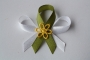 6-svatební vývazek bílo-olivově zelený se žlutou kytičkou