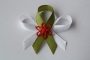 7-svatební vývazek bílo-olivově zelený s červenou kytičkou